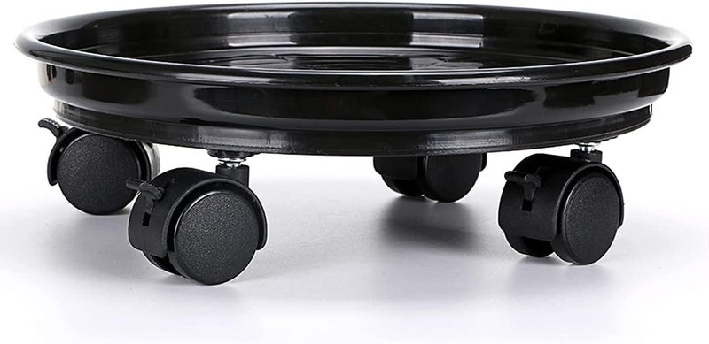 HGLCM 2Pcs Plant Caddy,Planter Pot Mover, Plant Pot Pallet Dolly Caster with Universal Wheels, Round Movable Planter Dolly Trolley Tray Pallet Outdoor Indoor Tree Flower Stand Planter (13 inch+2pcs+black) - Image 3